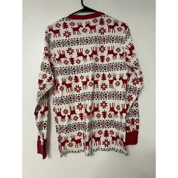 Hanna Andersson Womens Fair isle Reindeer Pajama Top Thermal Christmas sz M - Picture 3 of 4
